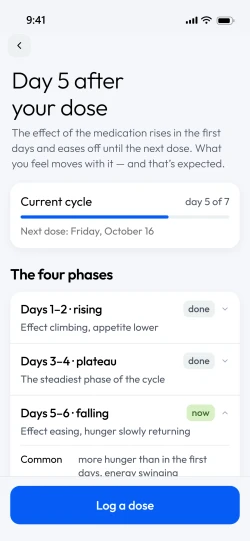 The dose cycle screen, with its four phases