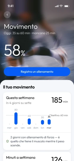 La schermata Movimento dell’app