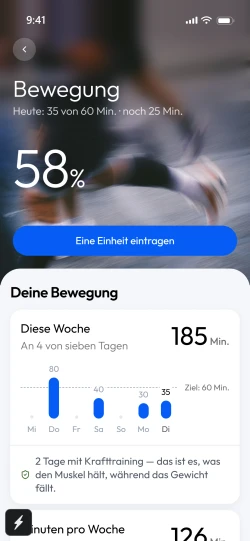 Der Bildschirm Bewegung der App